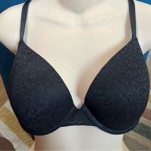 Victorias Secret Pink Black Push Up Bra - 36C